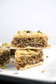 This vegan dessert is made with store bought halvas, chocolate, toasted nuts, candied fruit or spoon sweets (glyka tou koutaliou) and coconut. Vegan Baklava Recipe Dairy Free Phyllo Dessert