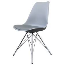 Eiffel Inspired Light Grey Plastic Dining Chair With Chrome Metal Legs Plastic Dining Chairs Dining Chairs Stylish Chairs