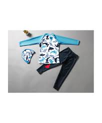 New Boys Fashion Long Sleeved Split Swimwear Dolphins Pattern Sun Protection Swimwear