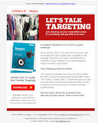 Oracle Eloqua Email Promoting The Download Of An Ebook About Targetting Email Template Design Email Design Email Templates