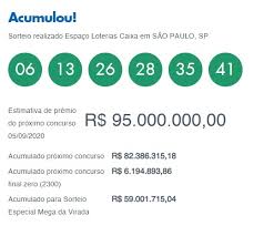O sorteio realizado pela caixa econômica federal, sempre às 20h (horário de brasília), no espaço loterias caixa, localizado no terminal rodoviário do tietê, em. Mega Sena Deve Pagar R 95 Milhoes Hoje O Pantaneiro