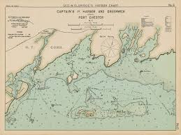 captains island harbor and greenwich ct port chester ny colored nautical chart