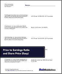 Worksheets For Calculating Annual Earnings And Earnings Per Share Eps For Stocks Invest St Word Problems Subtraction Word Problems Division Word Problems