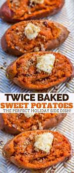 Twice Baked Sweet Potatoes Made With Potatoes Brown Sugar Cinnamon And Pe Twice Baked Sweet Potatoes Sweet Potato Recipes Baked Sweet Potato Recipes Healthy