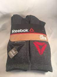 5 Pair Reebok Crew Socks Men S Shoe Size 6 12 5 Sock 10 13 Gray Red Gift Reebok Athletic Socks Mens Socks Crew Socks Men Shoes Size