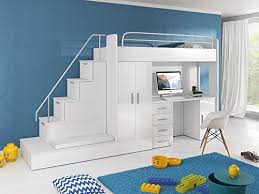 The floral and paisley designs add interest and style to every step. Furnistad Hochbett Sun Kinderzimmer Komplett Option Links Weiss Weiss Amazon De Baby Bunk Bed With Desk Bunk Bed Designs Loft Bed Plans