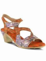 details about lartiste by spring step mixed print strappy marvel sandal orange multi 37 90