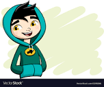 Cool boy posing in green hooded shirt Royalty Free Vector
