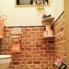 バス トイレ 100均 ダークブラウン 塗装diy 建売住宅 などのインテリア実例 2017 02 05 21 43 59 roomclip ルームクリップ 壁紙 レンガ インテリア トイレ