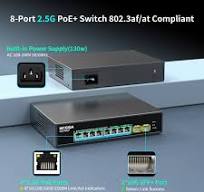 8 Port 2.5G PoE Switch Unmanaged with 8 Port 2.5Gb Base-T PoE+@130W + 2 x  10G SFP+ Uplink, NICGIGA 10 Port 2.5Gbe IEEE802.3af/at Power Over Ethernet  ...