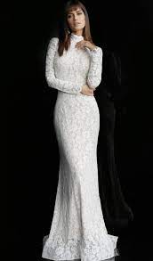 Jovani 63209 Lace Long Sleeve High Neck Trumpet Dress Long Sleeve Wedding Dress Lace High Neck Long Sleeve Wedding Dress Bridal Dresses Lace