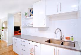Features 2 cabinets with interior shelving. High Gloss Kitchen Cabinet Houzz