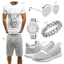 Weiss Graues Sommeroutfit Fur Manner Smartlookz Com Sommeroutfits Mode Fur Manner Manner Kleidung
