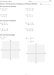 Chapter 1 solving equations and inequalities. Practice Solving Systems Of Equations 3 Different Methods Pdf Free Download