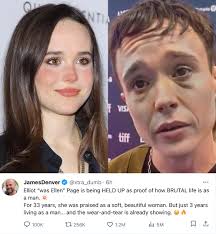 Elliot (was Ellen) Page has been hailed as a brave advocate for the hard  life of men by users