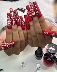 Back In The City Who Want To Get Hooked Up Paisley Design On My Girl Therealsamiya Man Red Acrylic Nails Long Acrylic Nails Best Acrylic Nails