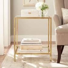 Home Decorators Collection Bella Aged Gold Square Glass End Table 9967200910 The Home Depot Glass End Tables Bedside Table Decor End Tables