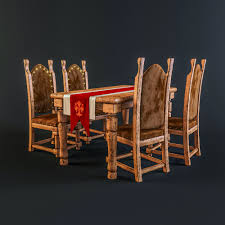 How to build a medieval dining room set: 3d Dining Table And Chairs In A Medieval Knightly Style