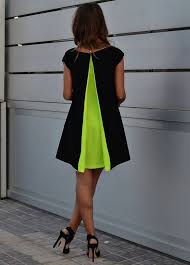 Renata Giglio Black Neon Green Pleat Back Little Dress Naryady Modnye Idei Platya