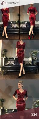 Red Velvet Fitted Stretch Midi Cocktail Dress Joe Elle New With Tags Red Velvet Size Xs True To Size Material Has St Midi Cocktail Dress Elle Dress Dresses