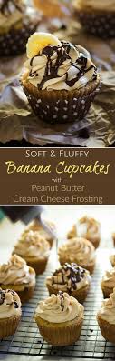 Banana Cupcakes Unbelievably Soft Banana Cupcakes Are Frosted With A Creamy Peanut Butter Cream Cheese Frosting T Kleiner Kuchen Susse Kuchen Bananen Cupcakes