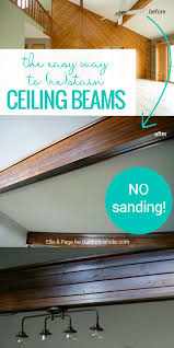 Easy Way To Stain Wood Ceiling Beams Remodelaholic Stained Wood Beams Wood Beams Staining Wood