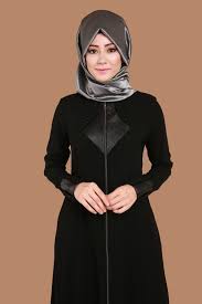 Deri Detayli Manseti Fermuarli Ferace Ays2183 Siyah Moda Stilleri Musluman Modasi Abaya Tarzi