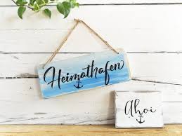 Heimathafen Schild Einzugsgeschenk Maritimes Holzschild Holz Badezimmer Deko Anker Geschenk Einzug Richtfest Hausbau Geschenke Aus Holz Wooden Signs Gifts Maritime Gift