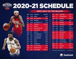Check out this nba schedule, sortable by date and including information on game time, network coverage, and more! Download A Printable Pelicans 2020 21 Schedule New Orleans Pelicans