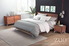 1 098 00 Zuo Perth Queen Bed The Perth Queen Platform Bed Is Simple Yet Bold As The Rich Chestnut Finish With Ele Zm Home Bed Furniture Bedroom Furniture Beds