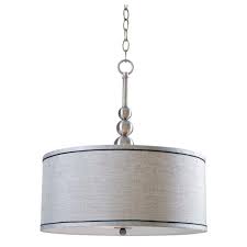Hampton Bay Marcey 3 Light Brushed Steel Pendant Hdp12078 The Home Depot Brushed Steel Light Drum Shade