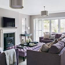 Light Grey Living Room With Lilac Sofa Ideal Home Mauve Living Room Lilac Living Rooms Living Room Grey