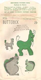 Uncut Butterick 4725 Stuffed Toy Animals For Tots Squirrel Goat Pattern 40 S Stuffed Animal Patterns Pet Toys Pattern Books