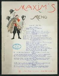 Maxim S 1906 Ny Library Menus Vintage Menu Menu Restaurant Menu