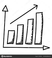 bar graph analysis doodle icon growth chart stock vector