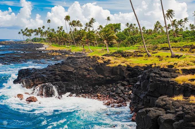 Savaii Island Volcanic Lava Fields Coastline Samoa