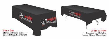 Roughly 3 weeks added for delivery. Branded Tablecloth Octangle Marketing