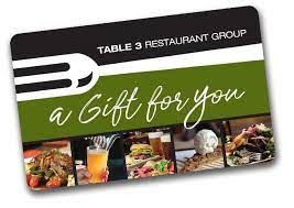 Give a food gift card from hickory farms and let your recipient choose among delicious meats and cheese, succulent desserts, flavorful wine and more. Gift Cards Table 3 Restaurant Group
