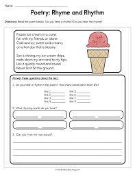 A rhyming poem brings out the joy that can be had in appreciating the music in words. Poetry Rhyme And Rhythm Worksheet Have Fun Teaching