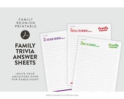 Free daily and hourly trivia games and tournaments. Family Trivia Answers Sheet Printable For Family Reunion Party Etsy
