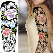 Waterproof Temporary Arm Sleeve Tattoo Japanese Temporary Tattoos Flower Peony Tattoo Women Sexy Large Tatoo Big Size Body Art Temporary Tattoos Aliexpress