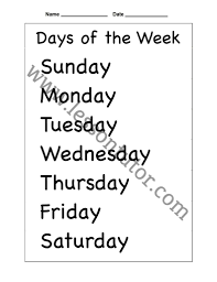 Days of the week esl kids worksheets. Days Of The Week Two Worksheet First Grade Lesson Tutor