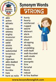 English Synonym Words With Strong Able Active Athletic Big Capable Sinewy Mighty Muscular Secure Solid Stable In 2020 Words English Vocabulary Words Idioms And Phrases