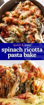 Spinach Ricotta Pasta Bake Is Made With Creamy Ricotta And Loads Of Spinach Stirred Through Pasta In 2020 Baked Pasta Recipes Spinach Ricotta Pasta Ricotta Pasta Bake