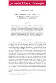 Pdf Contemporary Rituals And The Confucian Tradition A Critical Discussion