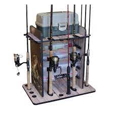 Rush creek fishing rod rack. Rush Creek Creations 14 Fishing Rod Rack With 4 Utility Box Storage Capacity And Dual Rod Clips Sleek Design Wire Racking System 38 3009 The Home Depot