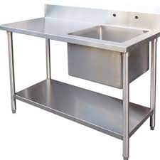 Sink features a stainless steel faucet that also has a garden hose hook up for water access. Stainless Steel Table With Sink By Robins Fabrication Eng Stainless Steel Sink Table Id 5346793