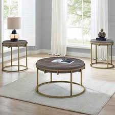 Burj 3 Piece Set Cocktail 2 End Table Coffee Table Living Room Table Sets Side Table Wood