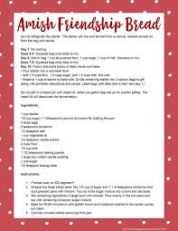 Amish friendship bread is not just a delicious sweet bread, it's also a way to bond friends by sharing countless loaves of bread baked in different kitchens that all began from the same bowl of simple ingredients. Amish Friendship Bread Recipe Starter Recipe Gifting Printable