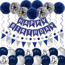 Give his wardrobe some extra style with. Buy Navy Blue Silver Birthday Decorations Happy Birthday Party Supplies For Men Women Boys With Happy Birthday Banner Tissue Paper Flowers Pom Pom Pennant Circle Dot String Latex Balloons Online In Indonesia